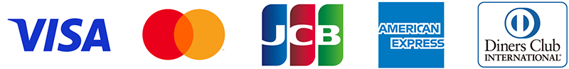 JCB　VISA　Mastercard　アメックス　Diners Club